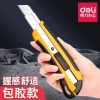 Deli 18mm Sharp rubber-coated Utility Knife 2064 (Yellow/Blue) details Picture